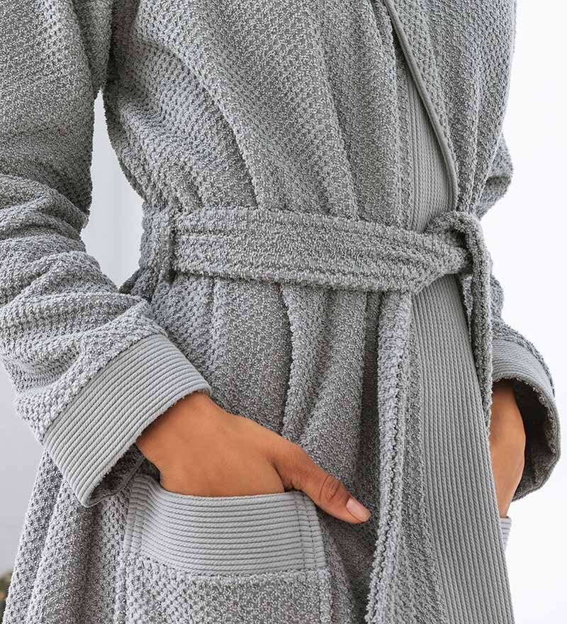 Women’s Gray Turkish Cotton Terry Hooded Robe