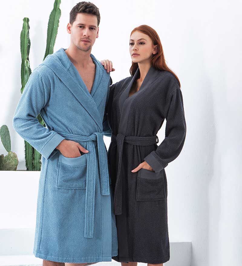 Women’s Charcoal Turkish Cotton Terry Hooded Robe
