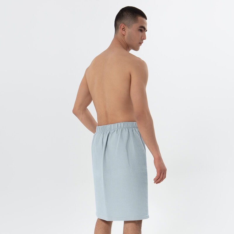 Men’s Blue Gray Organic Turkish Cotton Waffle Towel Wrap