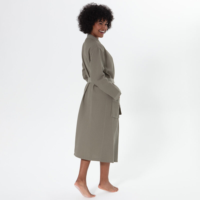 Women’s Sage Green Lightweight Kimono Waffle Spa Robe