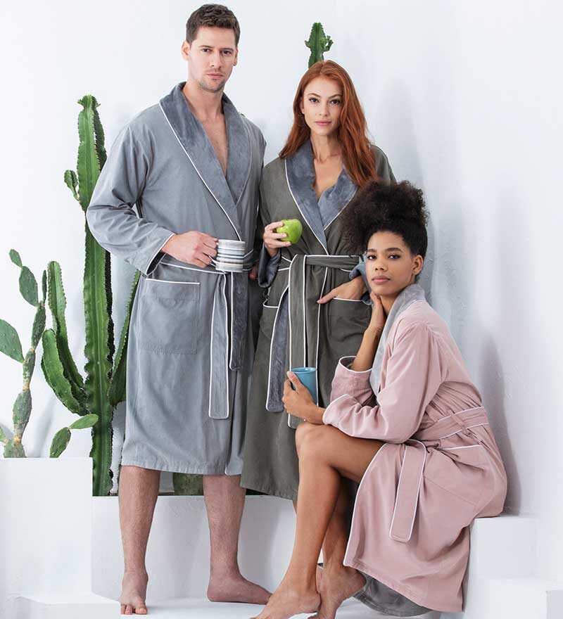 Men's Gray Luxury Microfiber Spa Robe
