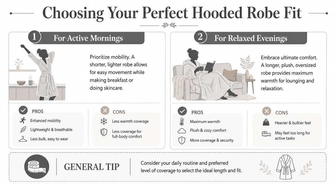 A guide on how to choose the perfect hooded bathrobe fit for active mornings or relaxing evenings.