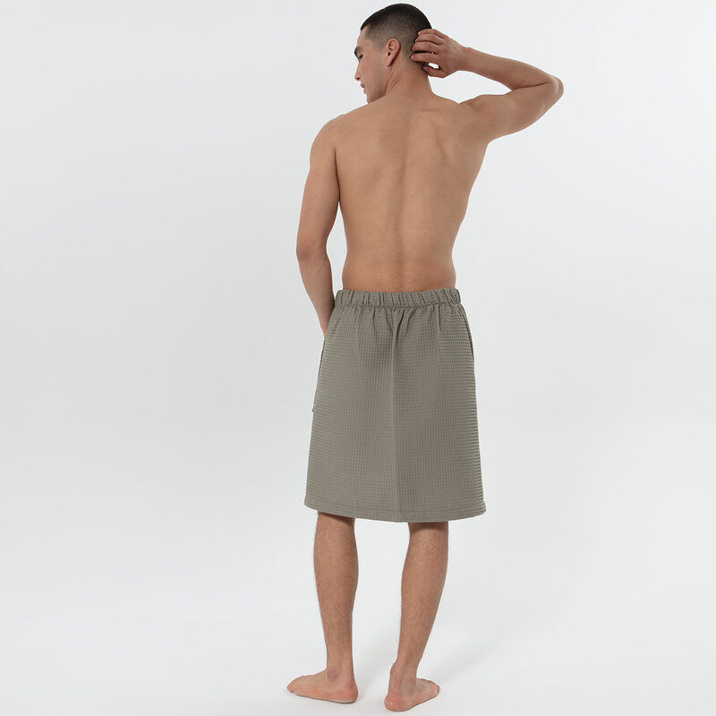 Men’s Sage Green Organic Turkish Cotton Waffle Towel Wrap