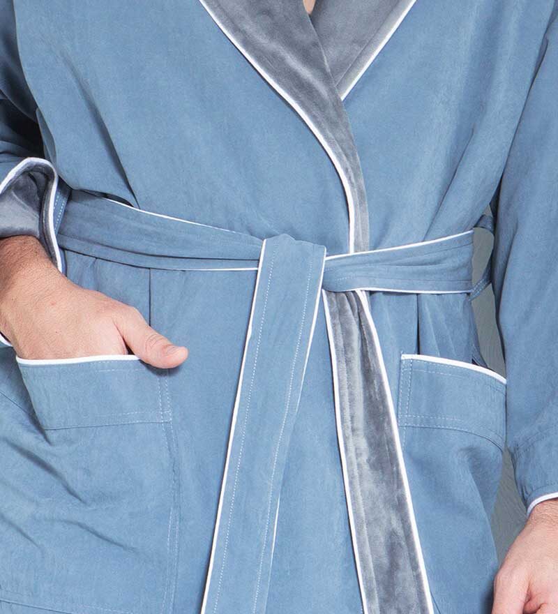Men's Blue Luxury Microfiber Spa Robe