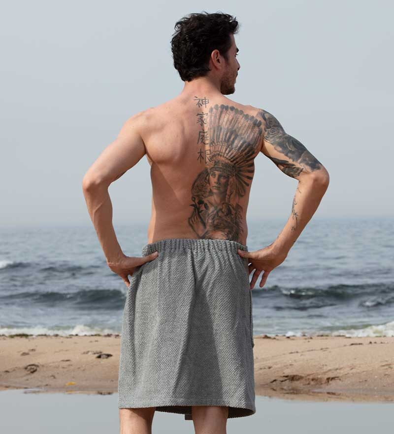 Men’s Gray Turkish Cotton Towel Wrap