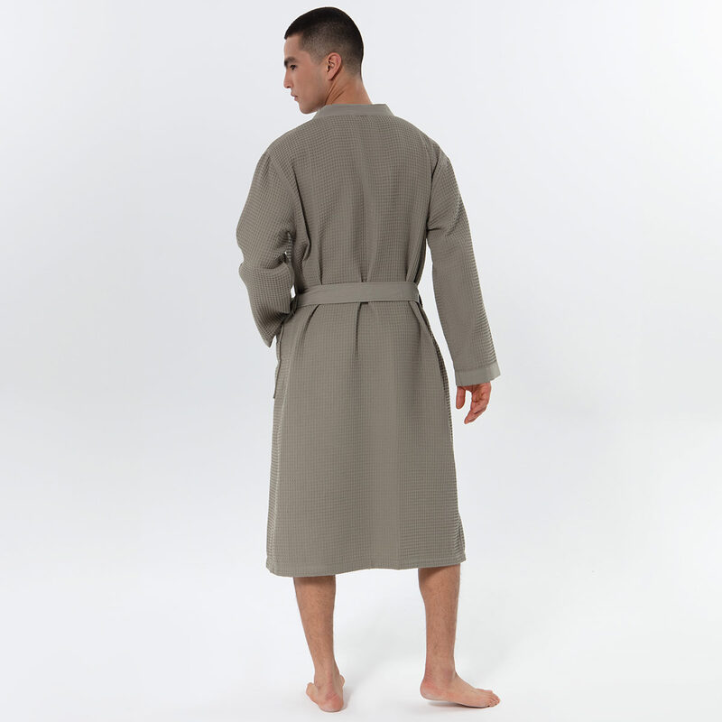 Men’s Sage Green Lightweight Kimono Waffle Spa Robe