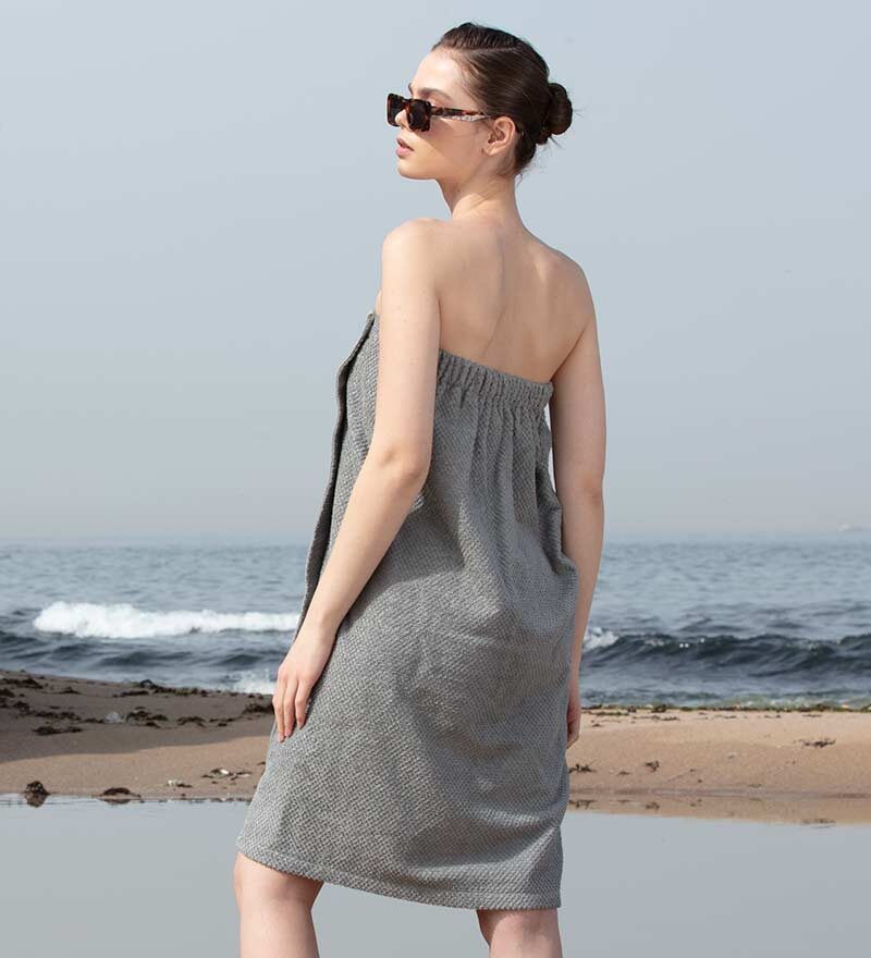 Women’s Gray Turkish Cotton Towel Wrap
