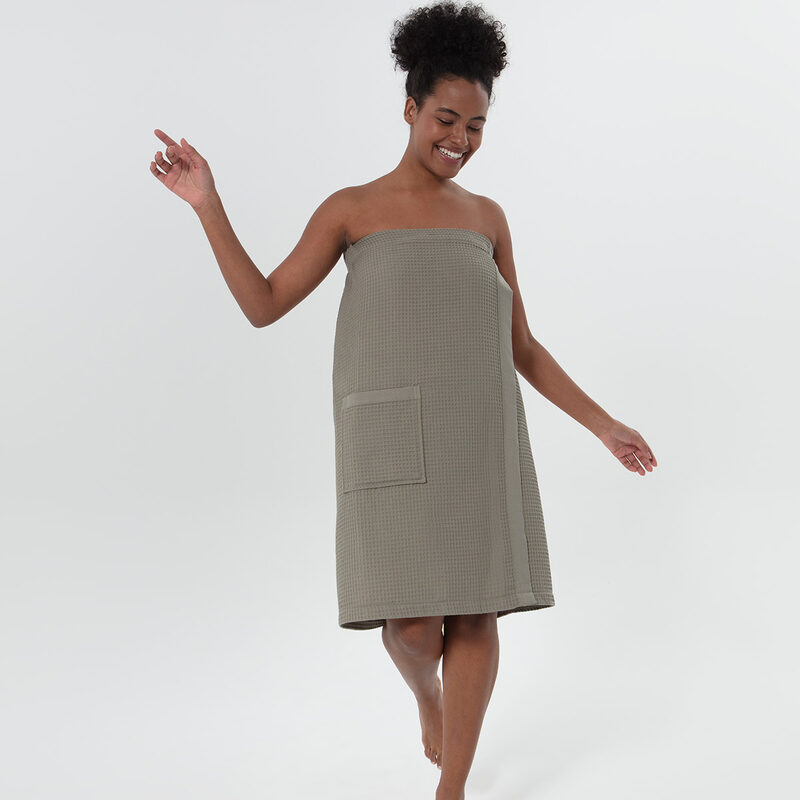 Women’s Sage Green Organic Turkish Cotton Waffle Towel Wrap