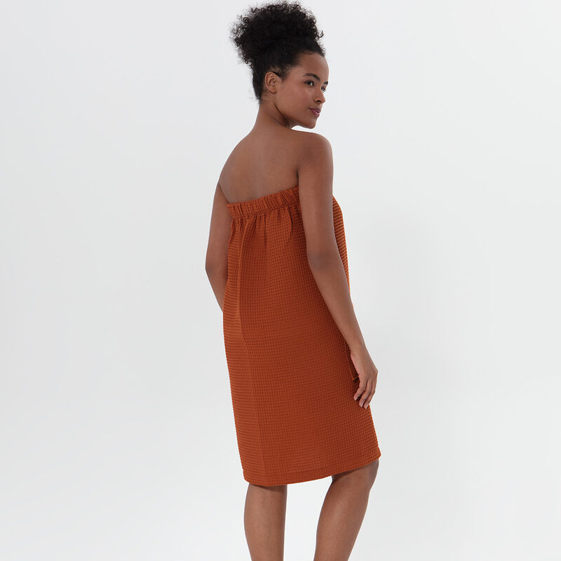 Women’s Terra Cotta Organic Turkish Cotton Waffle Towel Wrap