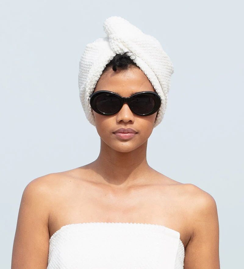 White Cotton Hair Drying Towel Wrap