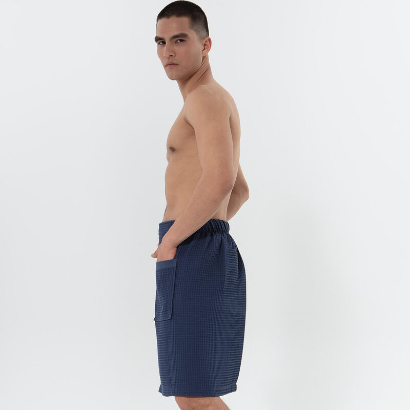 Men’s Navy Organic Turkish Cotton Waffle Towel Wrap