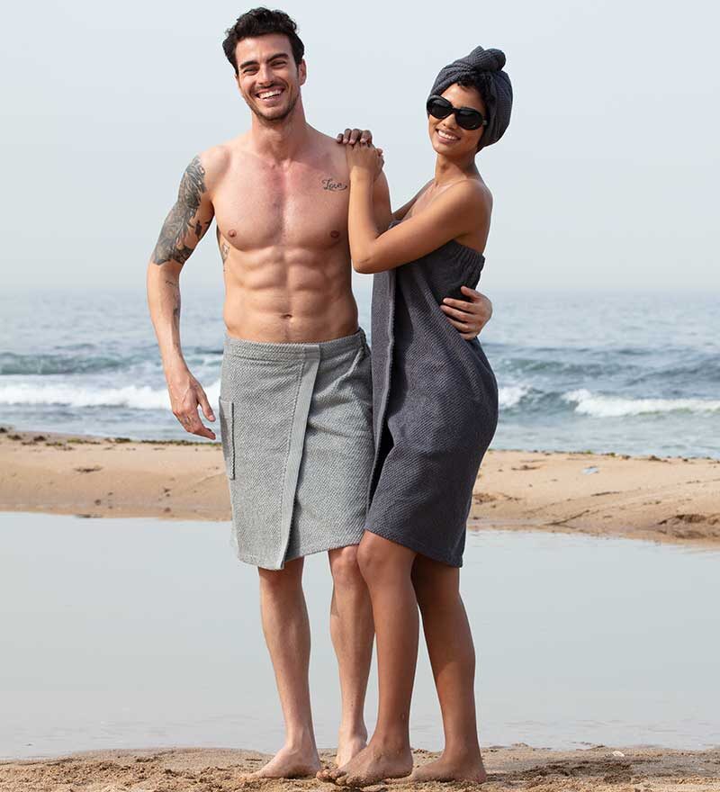 Men’s Gray Turkish Cotton Towel Wrap