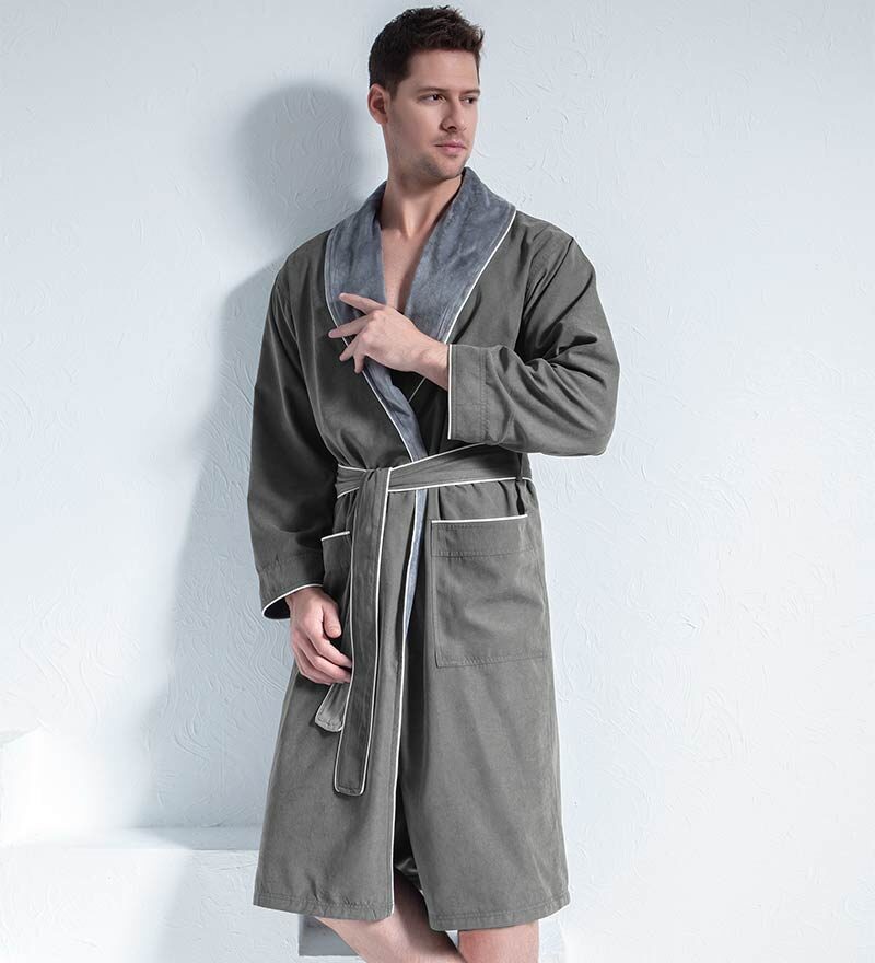 Men's Khaki Green Luxury Microfiber Spa Robe