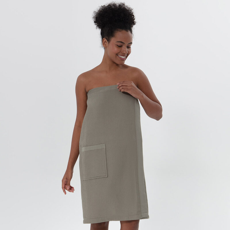 Women’s Sage Green Organic Turkish Cotton Waffle Towel Wrap