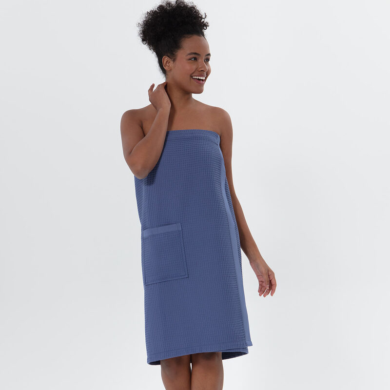 Women’s Lavender Blue Organic Turkish Cotton Waffle Towel Wrap