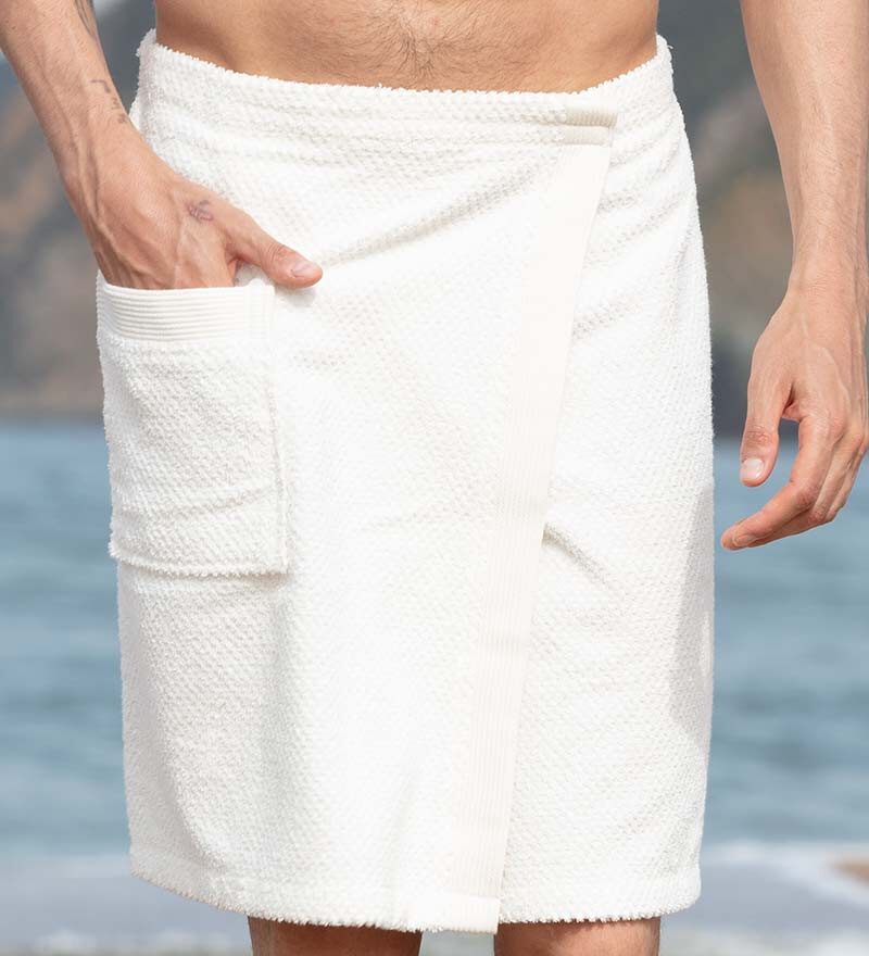 Men’s White Turkish Cotton Towel Wrap
