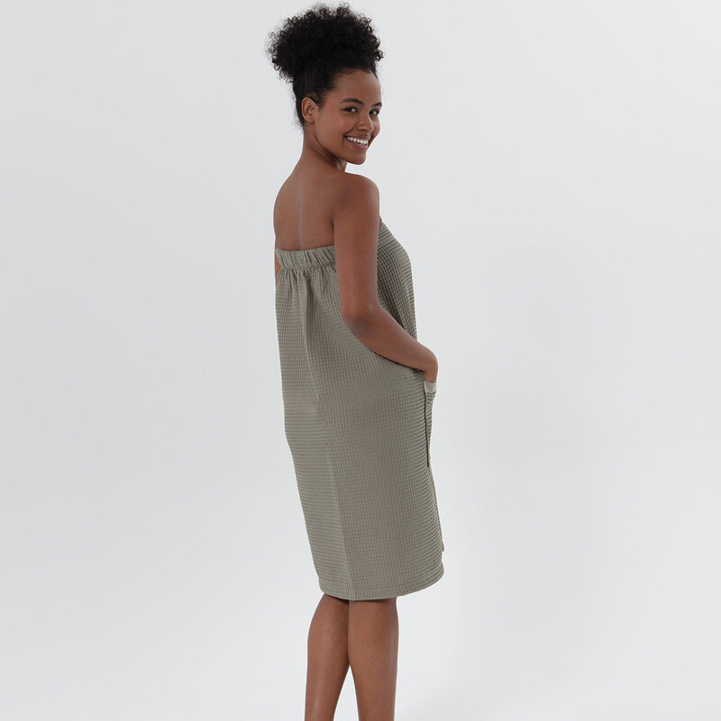 Women’s Sage Green Organic Turkish Cotton Waffle Towel Wrap