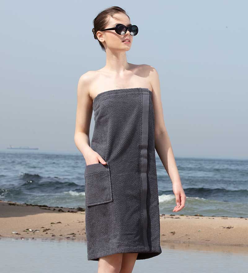 Women’s Charcoal Turkish Cotton Towel Wrap