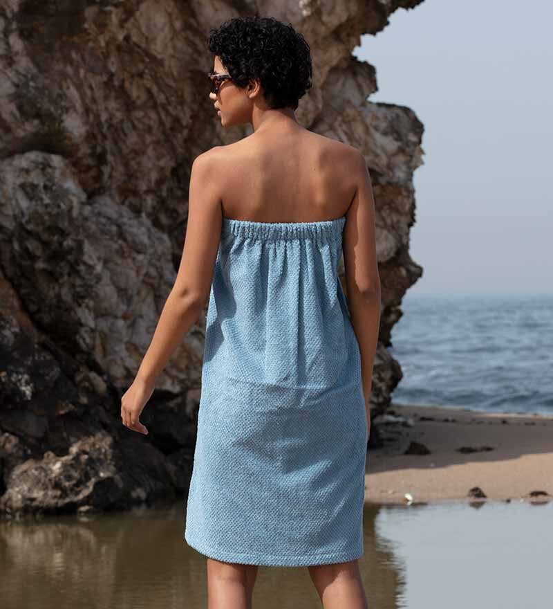 Women’s Blue Turkish Cotton Towel Wrap