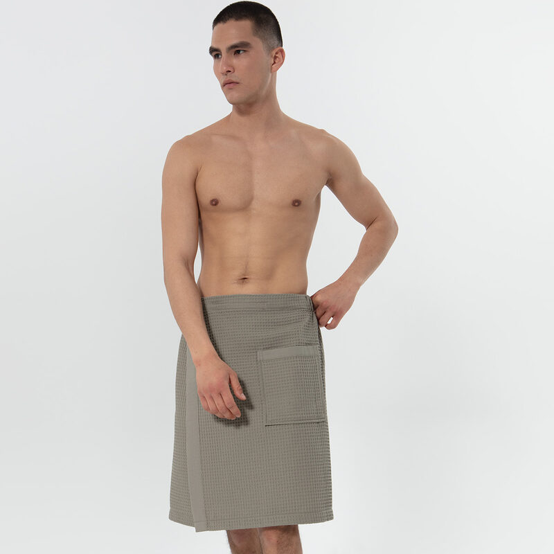 Men’s Sage Green Organic Turkish Cotton Waffle Towel Wrap