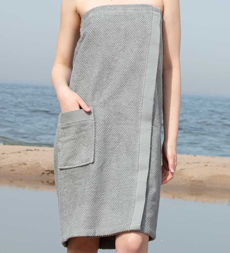 Women’s Gray Turkish Cotton Towel Wrap